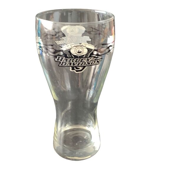 Pre Owned Harley Davidson Motorcycles Pilsner Glass Beer Thick Base Unique - Picture 8 of 11